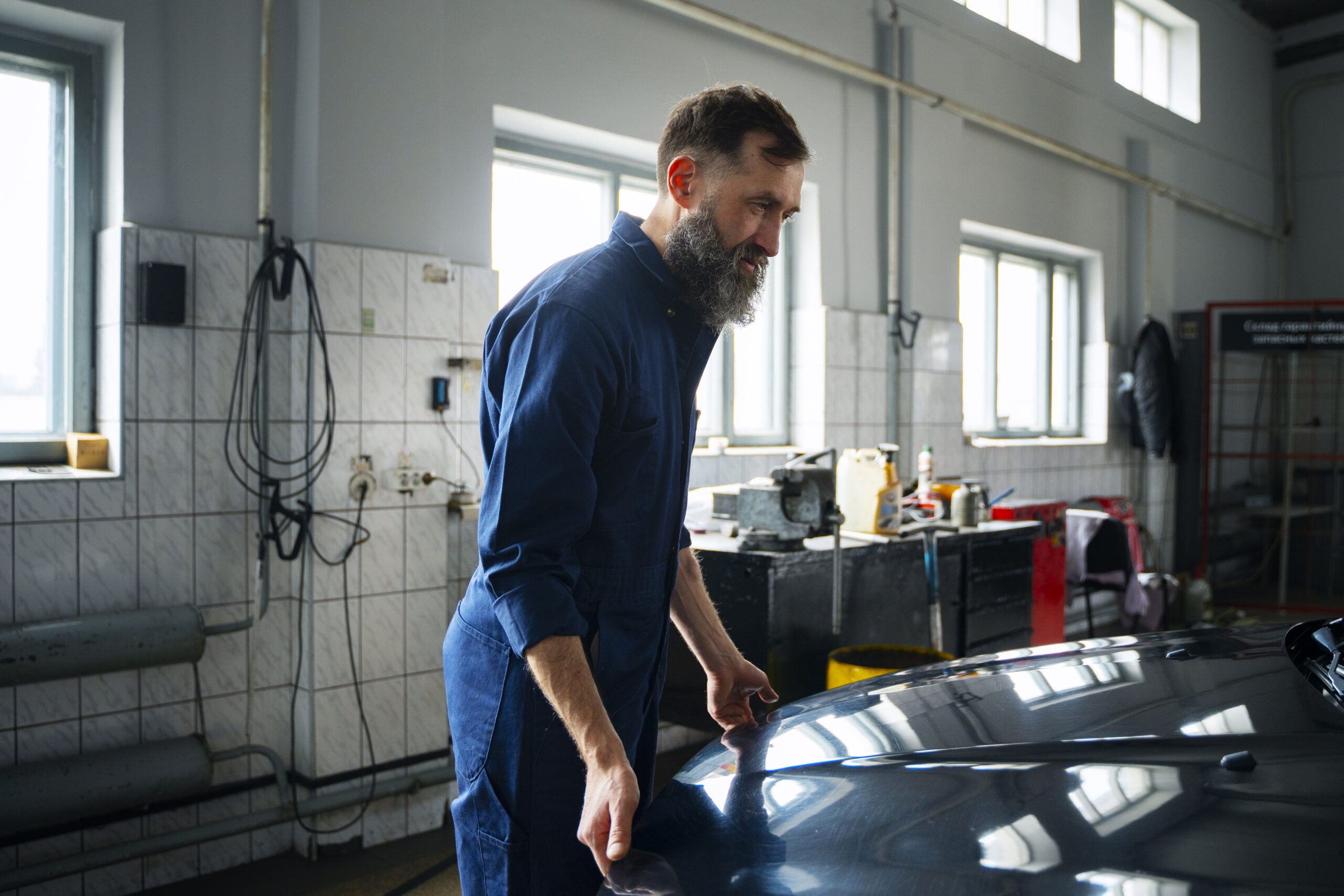 Beverly Hills luxury auto body shop repair bay